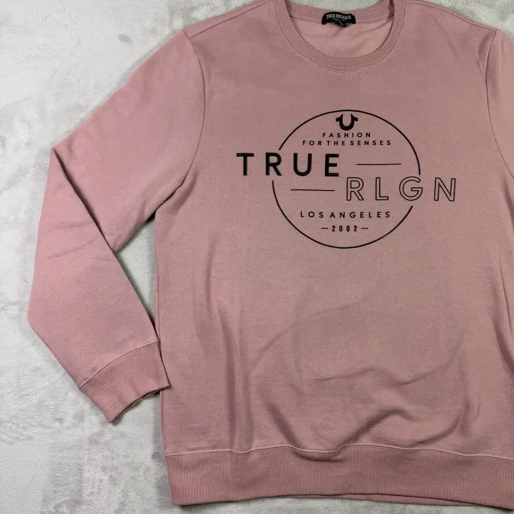 True Religion HALO Crew Neck Pullover Sweatshirt Los Angeles Graphic Size M